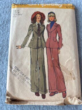 Simplicity 5250 Sewing Pattern Misses Jacket Pant Size 12 1970s Uncut